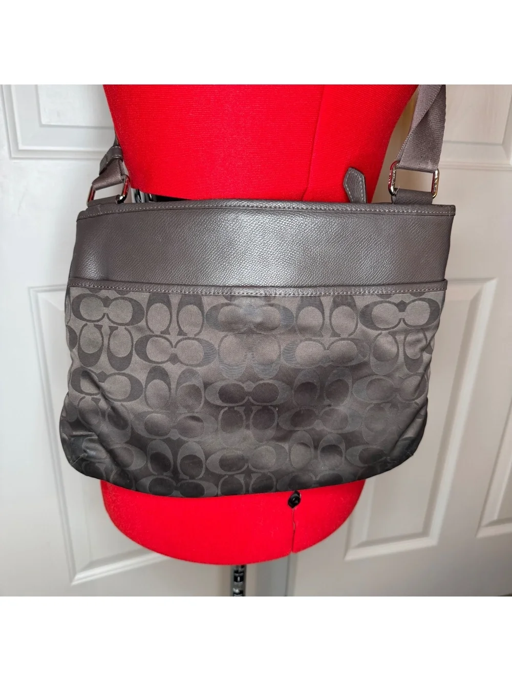 Coach Spencer Brown Signature Nylon Crossbody Purse Bag